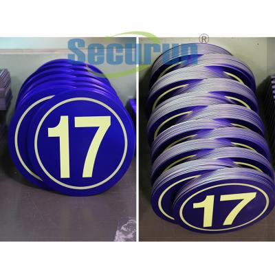 China Adhesive luminescent Aluminum Blue Reflective House Numbers Sign For Mailbox for sale