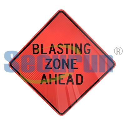 China ISO9001 Diamond Shape Blasting Zone Ahead Signage For Temporary Traffic Control for sale