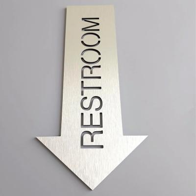 China Restaurant Custom Reflective Sign Metal Restroom With Arrow Way Finding for sale