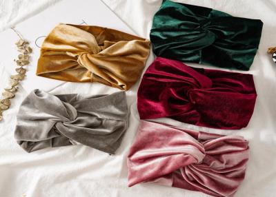 China Women golden gray pink velvet wide hair bands bag warm cloth hair accessories cross - border elastic hoop for sale