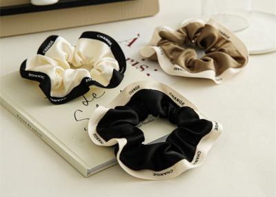 China Girls fashion hair accessories scrunchies head string French ribbon edge fat bowel ring OEM logo words letter for sale