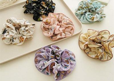 China Japan Korea chiffon floral lockrand edge scrunchies headdress ins pleated fabric hair accessories for sale