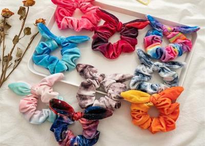 China Winter star tie dye fabric rabbit ears scrunchies cross border headdress lady girls high stretch accessories for sale