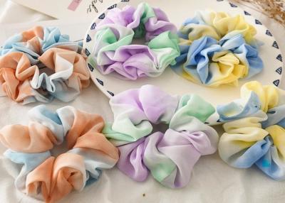 China Chiffon tie-dye hairband thin curly hair scrunchie rubber band fabric headstring hair accessories for sale