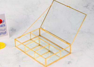 China Glass cosmetic storage box lid desktop jewelry accessories beads organizer lipstick compartments shelving tray box for sale