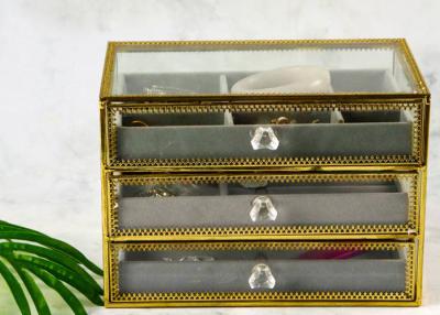 China 3-layer Drawer jewelry Box Earring ring Multifunctional gift ornaments display box Glass storage box Wholesale for sale