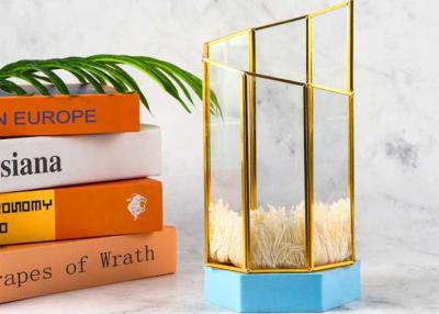 China Simple copper geometric glass cover container pot simulation flower storage combination diagonal greenhouse glass box for sale