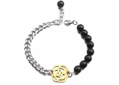 China String pearl bracelet women's hollowed out rose small accessories fashion black agate beaded necklace Yiwu wholesale for sale