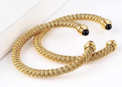 China Cable spring bracelet Stainless Steel agate bead open bracelet irregular thread spot jewelry 18K gold accessories for sale