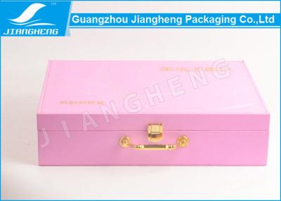 China Personalised Pink Suitcase With Sewing PU Leather Storage Packaging Box for sale