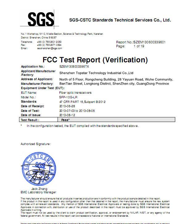 FCC certification - TOPSTAR TECHNOLOGY INDUSTRIAL CO., LIMITED