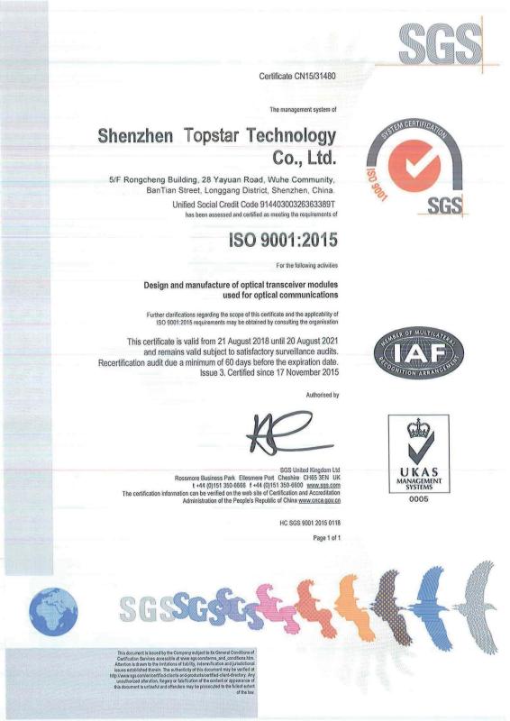 ISO certification - TOPSTAR TECHNOLOGY INDUSTRIAL CO., LIMITED