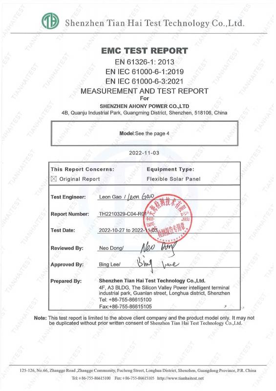 CE EMC test report - Shenzhen Ahony Power Co., Ltd.