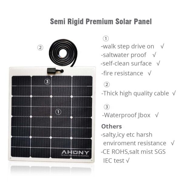 Quality Sunpower Walkable 80w Semi Flexible Solar Panel Off Grid Black Contact Solar for sale