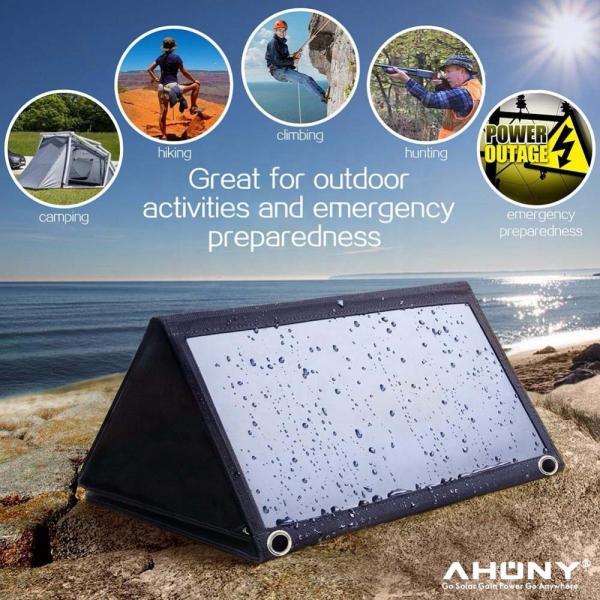 Quality Waterproof Camping Solar Panel Charger 21W Charging Power Bank With Dual Usb for sale