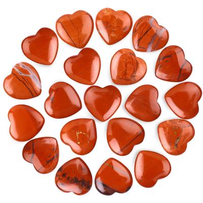 China 0.8 Inch Natural Red Jasper Gemstone Heart Shaped Stone Healing Crystal for sale