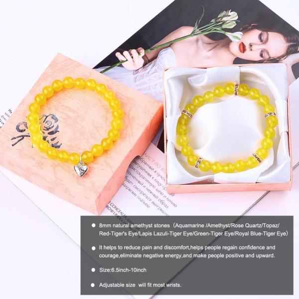 Quality Elastic Round 8mm Gemstone Bead Yellow Jade Crystal Bracelets OEM ODM for sale