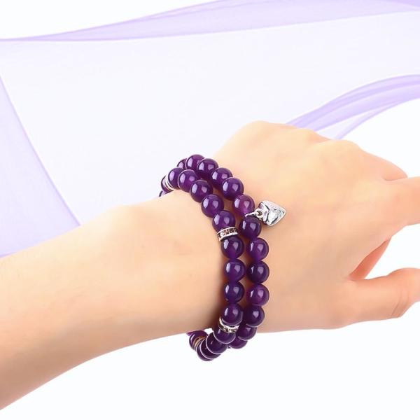 Quality Round Shape Purple Gemstone Amethyst Bead Bracelet 4/6/8/10/12mm for sale