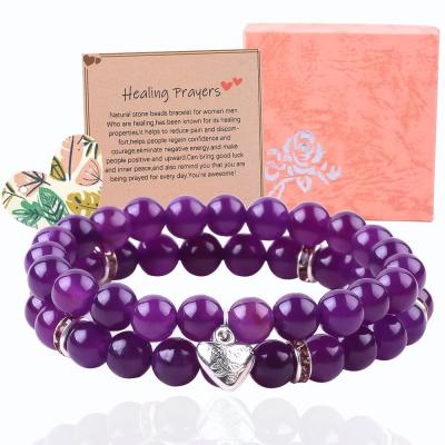 China Round Shape Purple Gemstone Amethyst Bead Bracelet 4/6/8/10/12mm for sale