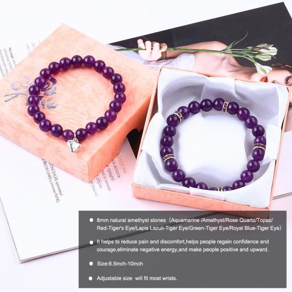 Quality Round Shape Purple Gemstone Amethyst Bead Bracelet 4/6/8/10/12mm for sale