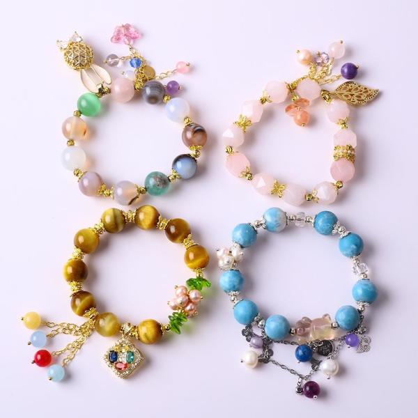 Quality Healing Power 10mm Gemstone Beaded Round Bracelets With Beautiful Charms for sale