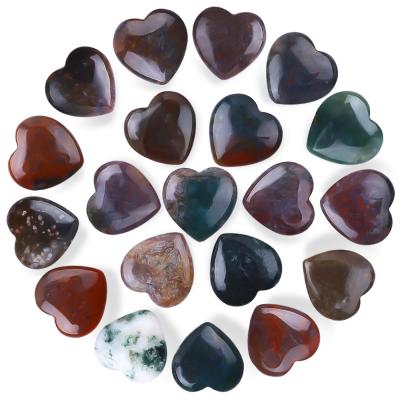 China Timeproof Polished Gemstone Indian Agate Heart Shaped Chakra Stones Crystal for sale