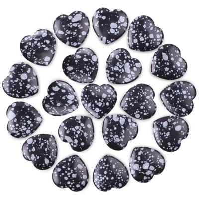 China Beneficial Snow Flake Obsidian Heart Shaped Stones Crystals for sale