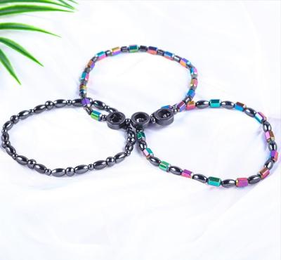 China Gemstone Bead Slimming Magnetic Hematite Stone Ankle Bracelets With Five Star Symbol for sale