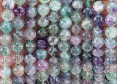 China Perlas redondas de fluorita de cristal natural de piedra preciosa para la fabricación de joyas en venta