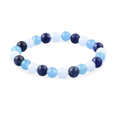 China Clear Quartz / Sodalite / Blue Chalcedony 8mm Positive Energy Crystal Bead Bracelet for sale