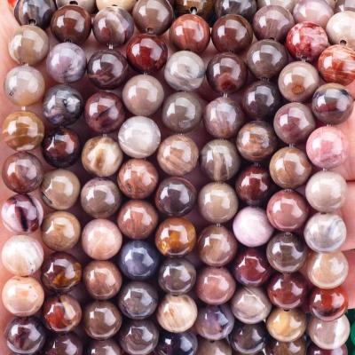 China 8MM Wooden Jasper Real Crystal Stone Round Loose Beads For Handmade Bead Jewelry for sale