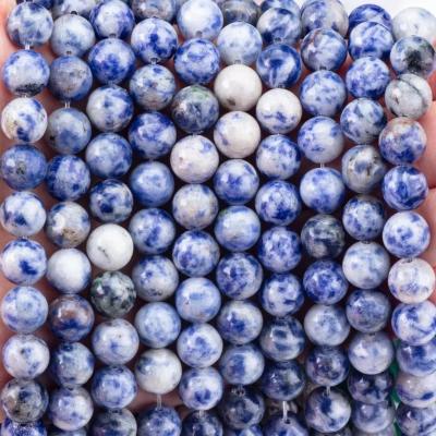 China Piedra de punto azul natural espiritual 8 mm perlas sueltas redondas para joyas hechas a mano y llavero en venta