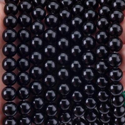 China Natural Crystal  Black Obsidian 8MM Round Loose Gemstone Bead For DIY Jewelry Making for sale