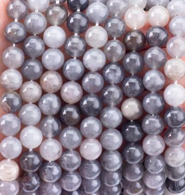 China Grey Cloudy Quartz Loose Bead Strands Semi Precious Stone Natural Crystal Gemstone for DIY Jewelry Making for sale
