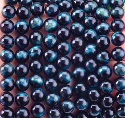 China Natural Crystal Gemstone Ink Blue Tiger's Eye Loose Bead Strands Semi Precious Stone for DIY Jewelry Making for sale