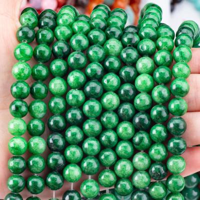 China Natural Crystal Dark Green Jadeite  8MM Round Loose Beads Gemstone Beads For DIY Jewelry Making for sale