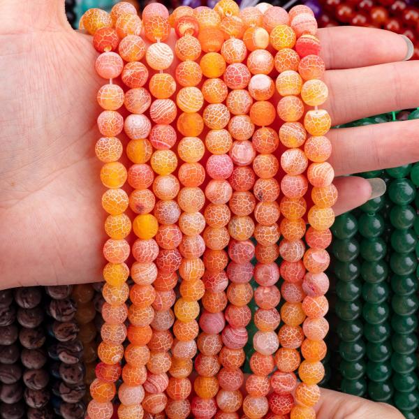 Quality Orange Weathered Agate Loose Bead Strands 2mm Semi Precious Beads for sale