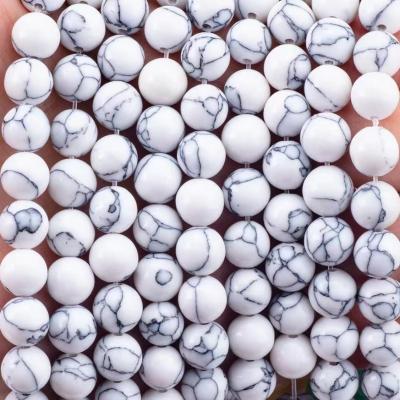 China Crystal Stone 8MM Howlite Round Shape Gemstone Loose Bead For Bracelet Necklace Making for sale