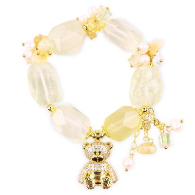 Chine Bracelet en pierre précieuse fait à la main Charmes réglables Bracelets en citrine en pierre naturelle Bijoux en perle Pour les fêtes à vendre