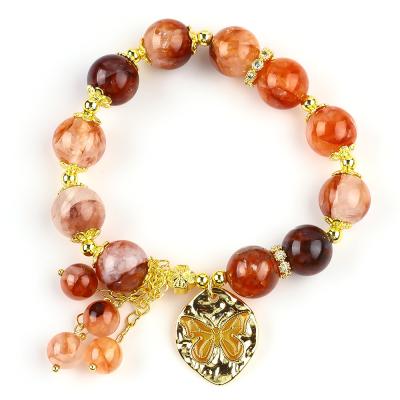 Chine Bracelet à perles en pierre précieuse fait à la main Bracelet à sphère en pierre de quartz en hématite Bracelet réglable en papillons Bracelet pour fête à vendre