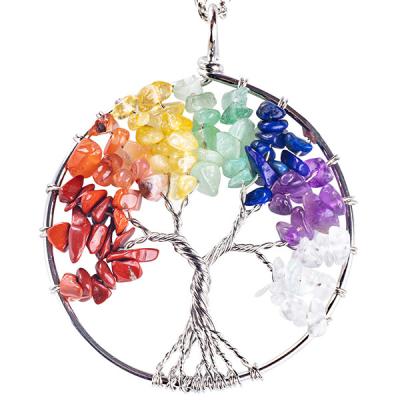 China Spiritual Meditation Life Tree Chakra Healing Stone Necklace Jewellery for sale