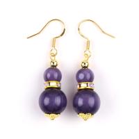 Quality Purple Cat Eye Gemstone Drop Earrings Dangle 8MM 10MM Bead for sale