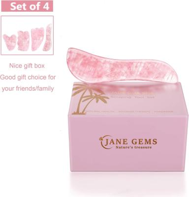 China Rose Quarz Natürliche Jade Schablone Jade Stein Gesichts Gua Sha Board Massagetools zu verkaufen