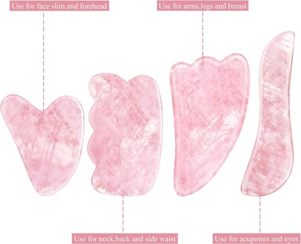 Quality Rose Quartz Natural Jade Scraping Board Jade Stone Facial Gua Sha Board Massage for sale