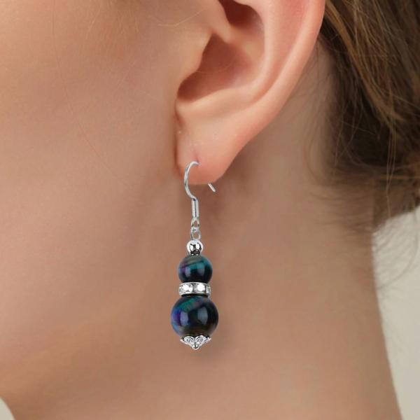 Quality Handmade Crystal Stone Earrings Rainbow Tiger's Eye Gemstone Beaded Pendant for sale