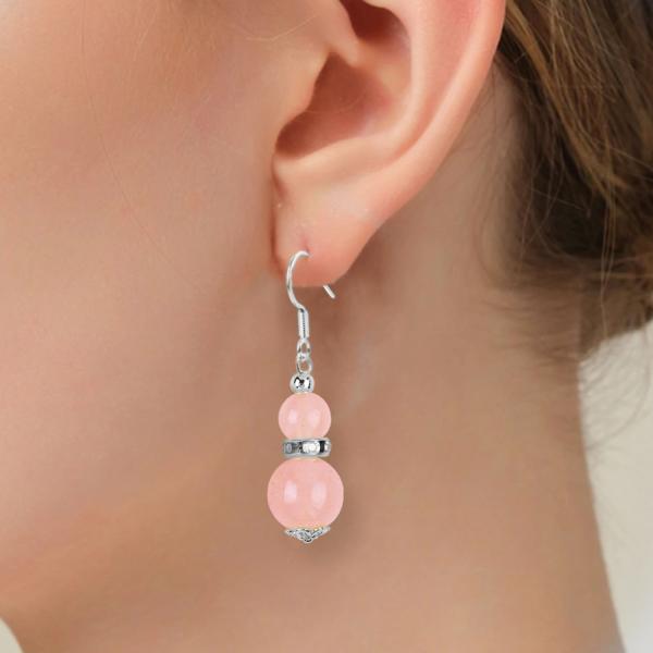 Quality Handmade Crystal Stone Earrings Rose Quartz Gemstone Beaded Pendant Earrings for sale