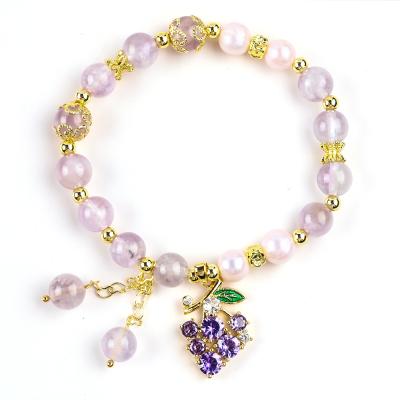 Chine Bracelet à perles en pierre précieuse fait à la main Bracelet en pierre d'améthyste naturelle Bracelet à charmes réglables Bracelet pour les fêtes à vendre