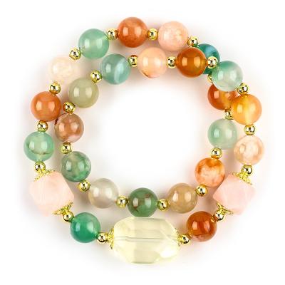 China Handmade Gemstone Beaded Bracelet Natural Blossoms Agate Stone Bracelet Adjustable Charms Bracelet For Party Daily for sale