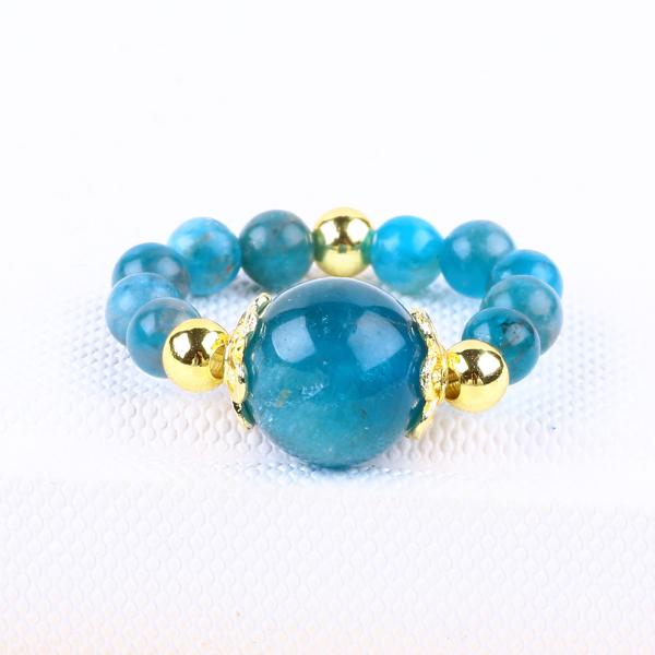 Quality 4MM Apatite Small Bead Healing Energy Crystal Round Stretch Bead Ring For Daily for sale