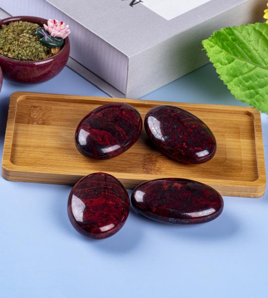 Quality Natural Red Flower Jasper Palm Stone - Healing Crystal for Energy Balance and for sale